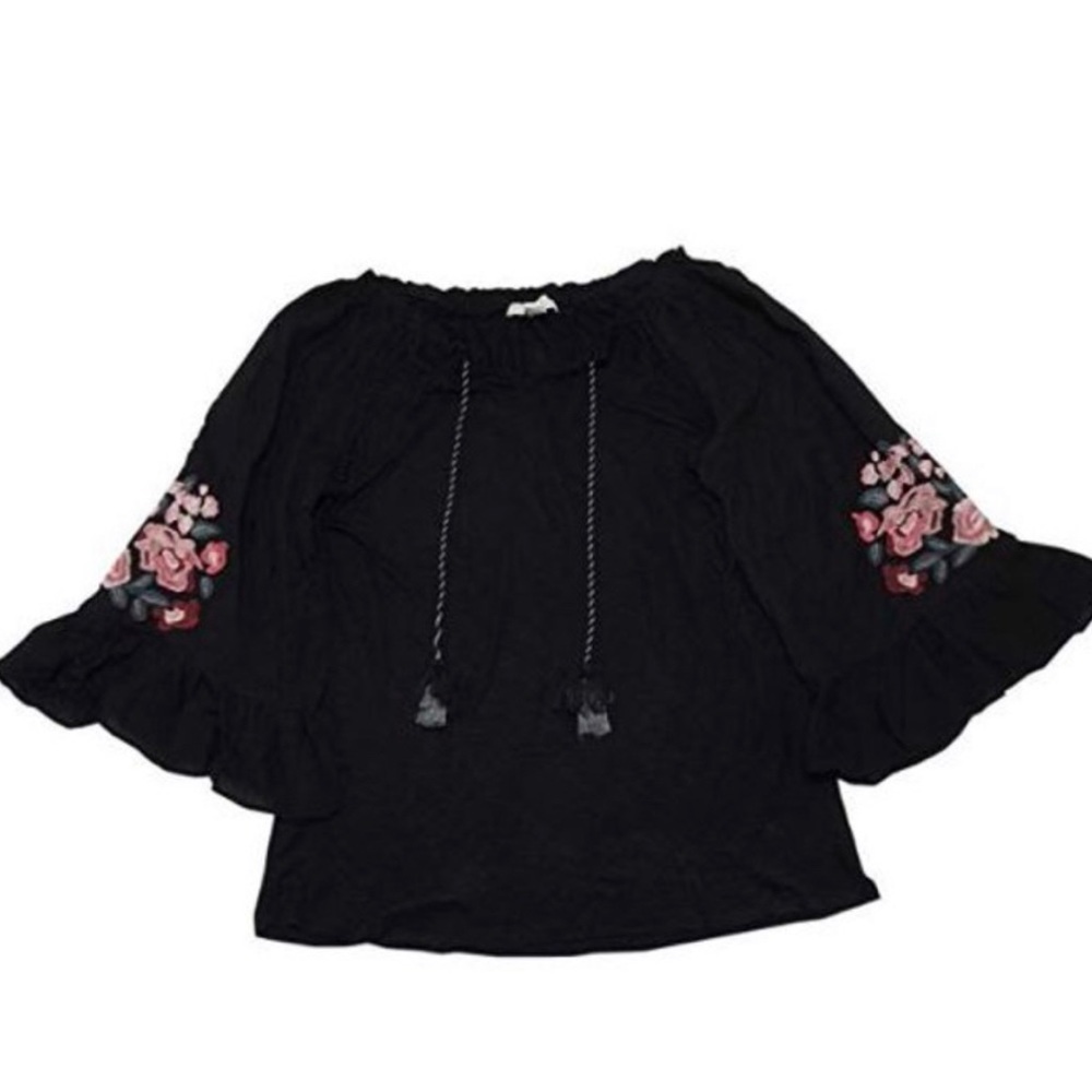 Vintage America embroidered floral bell sleeves women’s blouse size small - Picture 3 of 4